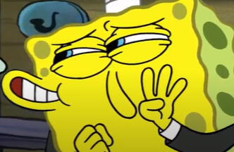 spongebob making a smirky face